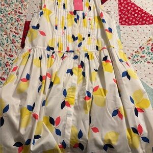 Kate Spade White Dress with Yellow and Blue Leaf Print